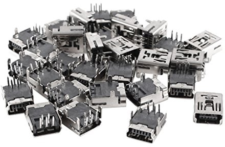 30 Stück Mini USB Type B Buchse Socket 5-Pin rechter Winkel DIP Jack Anschluss DE de