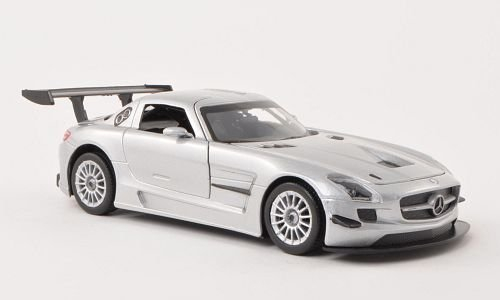 Mercedes SLS AMG GT3, silber, Plain Body Version , Modellauto, Fertigmodell, Motormax 1:24