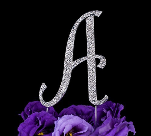 LOVENJOY Cake Topper Hochzeit Personalisierter Buchstabe Letter A Tortendeko Silber Kristall Strass Initiale Hochzeit Verlobung Geburtstag Brautdusche Metall Tortendekoration, Geschenkbox-Packung