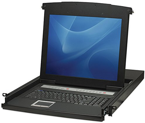 Intellinet Rackmount 8-Port KVM Switch mit abnehmbarer LCD-Konsole 38,1 cm (15 Zoll), 1 HE, inkl. PS/2- und USB-Kabel, bis zu 900 mm Tiefe