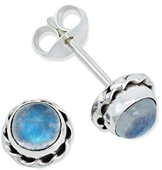 Ohrstecker 925 Silber Mondstein weißer Stein schimmer Edelstein Ohrringe echt Silber Damen Sterling Silber Stecker Geschenk(MOS-024-04)