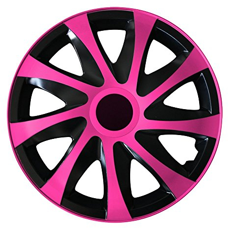 (Farbe und Größe wählbar) 16 Zoll Radkappen Draco (Schwarz-Pink) + Eingangsmatte passend für Fast alle Fahrzeugtypen (universal) …