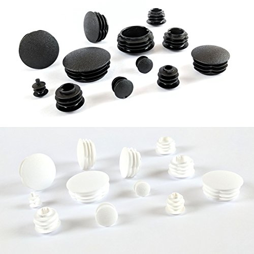 22mm Plastic End Caps - White Domed Tube Inserts, Pack of 4 (See Second Image for Ordering Guide), Made in Germany