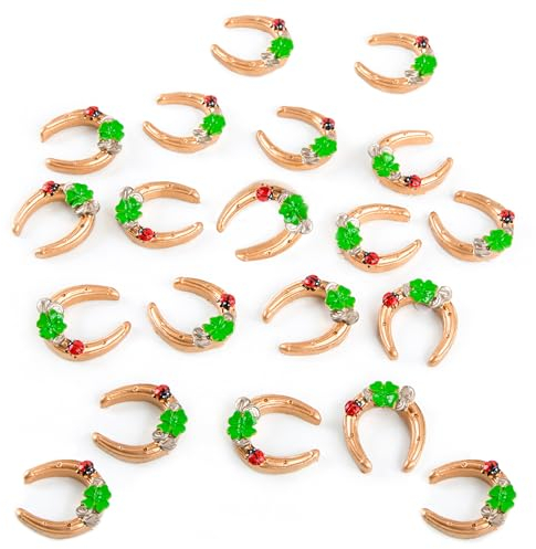 Logbuch-Verlag 16 kleine Hufeisen goldfarben Glücksbringer Silvester Neujahr Geschenk mini Kleeblatt 4 cm