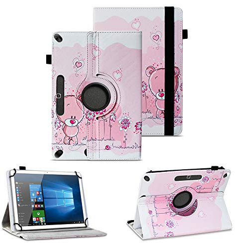 NAUC Tablet Tasche kompatibel mit PEAQ PET 100 101 1008 Schutzhülle Universal Kunst-Leder Hülle Standfunktion 360 Drehbar Cover Case, Farben:Motiv 10