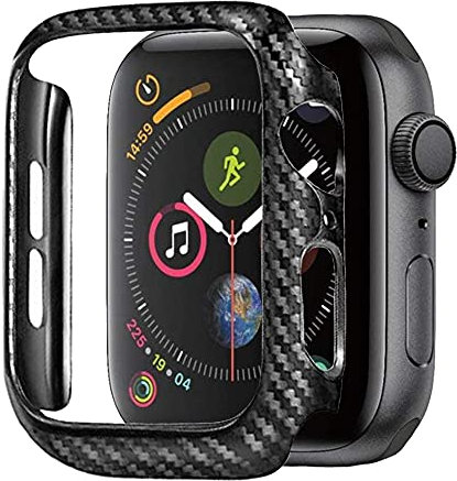 Hülle Kompatibel mit für Apple Watch SE Series 6 5 4 44mm Hülle Carbon Fiber PC Schale Hardcase Schutzhülle für Apple Watch 44mm 40mm (40mm)