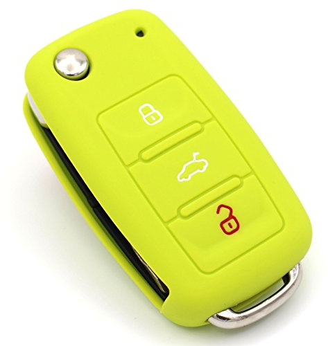 Schlüssel Hülle VA für 3 Tasten Auto Schlüssel Silikon Cover von Finest-Folia (Limegreen)