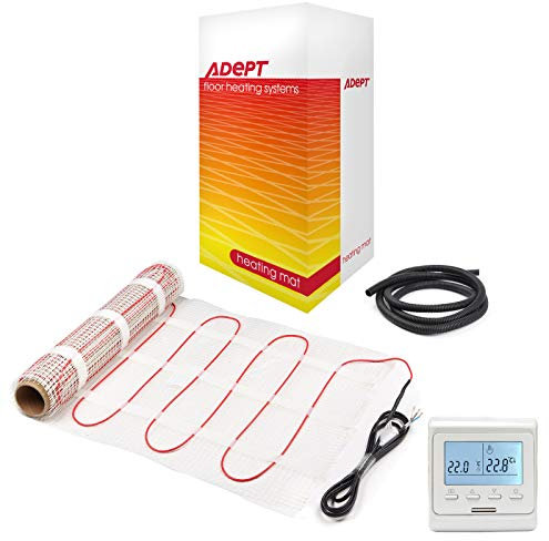 Electric Underfloor Heating Mat Kit for Tiled/Stone Floors 160W/m2-1m2 with Programmable Thermostat