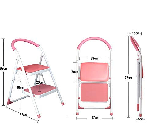 MU Escabeau de ménage, escabeau se Pliant de Photographie, Escalator Mobile de Chaise d'intérieur se Pliante multifonctionnelle d'échelle,Rose