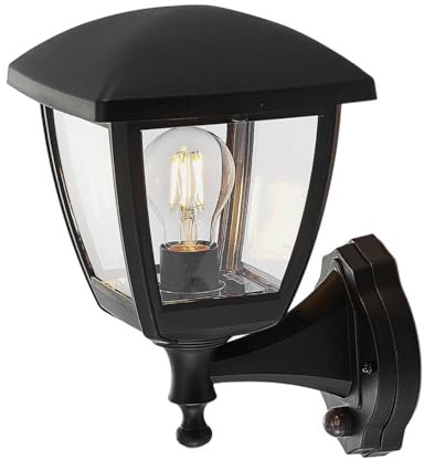 Lindby Outdoor Wall Light Acelya dimmable with Motion Detector (Modern) in Black (1 Light Source, E27) from wall lamp for Exterior/Interior Walls House Terrace und Balcony