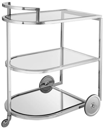 Fink - Saronna - Barwagen, Servierwagen, Beistelltisch - Edelstahl mit Klarglas - Maße (LxBxH): 85 x 48 x 77 cm