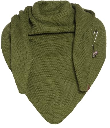 KNIT FACTORY - Dreiecksschal Coco - Damen Strickschal mit Wolle - Umschlagtuch für den Herbst und Winter - Winterschal - Dreieckstuch - Hochwertige Qualität - XXL Schal - 190 x 85 cm - Moosgrün