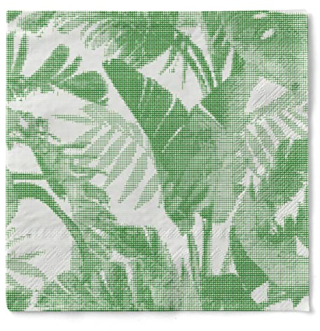 Sovie HORECA Serviette MAGNUS | Tissue-Servietten 40x40 cm | Palmen Sommer | saugstarke und hochwertige Einweg-Servietten | ideal für Hochzeit & Feiern im Frühling & Sommer | 100 Stück | (Grün)