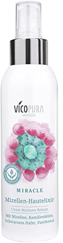 VICOPURA Miracle, Mizellen Elixir, sanfte Tiefenreinigung, 150 ml | sanft reinigend ohne Alkohol, auch für unreine Haut, feuchtigkeitsspendender schwarzer Hafer, hautberuhigende Kamillenblüte