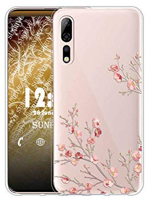 Sunrive Kompatibel mit ZTE Axon 10 Pro Hülle Silikon, Transparent Handyhülle Schutzhülle Etui Case (TPU Blume)+Gratis Universal Eingabestift MEHRWEG