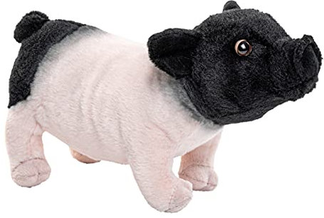 Uni-Toys - Schwäbisch-Hällisches Landschwein rosa-schwarz - 28 cm (Länge) - Plüsch-Schweinchen, Ferkel, Schwein - Plüschtier, Kuscheltier