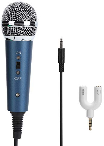 Karaoke Handmikrofon, kondensator Mikrofon mit Kabel, 3,5 MM mit U-förmigem Mikrofon, für Computer Karaoke, für Gesang/PA-Lautsprecher/Verstärker/Mixer(Blau)
