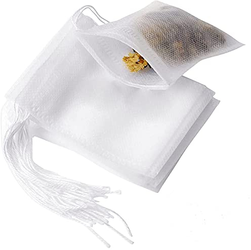 Teebeutel Leeres, 100 Stück Teefilterbeutel Einweg-Infuser mit Kordelzug 5x7cm / 8x10cm / 14x16cm / 20x25cm Filterbeutel Leere Teebeutel Taschen mit Kordelzug für lose Blatt Tee