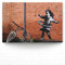 Banksy XXL Leinwand-Bild Hula Hoop als Wandbild, 120x80cm Groß, Street Art im Banksy-Style als Moderner Kunstdruck zur Wanddekoration für Wohnzimmer, Büro