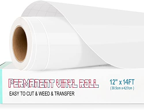 Lya Vinyl Permanent Vinyl Roll for Cricut, Silhouette Cameo - 12 x 14Ft Glossy White Self-Adhesive Sheet for Deco & DIY Projects