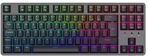 CIY X77 Mechanische Gaming Tastatur丨88 Tastaten QWERTZ Layout丨Programmierbare RGB丨Drei höhenverstellbar丨Typ-C-Kabel丨Hot-Swap-fähige Tastatur für Win/Mac (Gray+Braun Schalter) (Gray Braun Schalter)