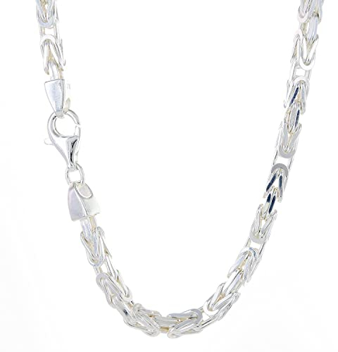 Silberkette Königskette Halsketten & Armketten echt 925 Sterlingsilber, Kettenlänge:50 cm Unisex, Kettenbreite:4.0 mm