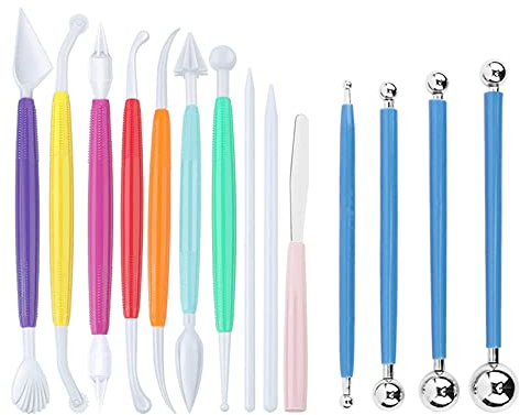 14pcs Fondant Cake Pan Flower Decorating Clay Flower Icing Sugar Carving Cutter Sugarcraft Craft Ball Model DIY Tool