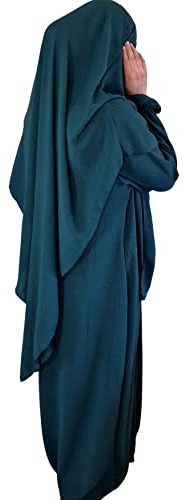 Yaqeen Abaya + Khimar Diamant Diamant Dreieck Schnitt Set Lange Hijab Muslimah Schal Jilbab Muslim Maxi Kleid Gebet Kleid, Smaragd