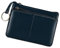 Porte-monnaie en cuir véritable avec triple fermeture éclair et porte-clés, noir foncé, Pochette à monnaie