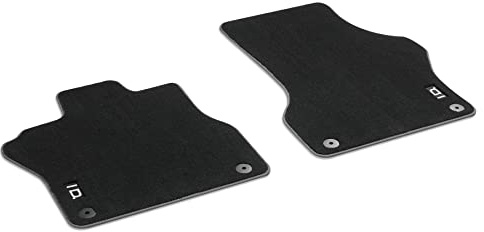 Volkswagen 1T3061275WGK Textilfußmatten Premium Velours Fußmatten 2X Stoffmatten vorn, mit ID.-Schriftzug, schwarz