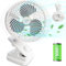 Oscillation Ventilateur de Table 10000 mAh Mini Ventilateur Vitesse Continue, Silencieux Clip Ventilateur avec Lumière LED, Portable Crochet Ventilateur de Camping 100 Heures USB Rechargeable 18 cm