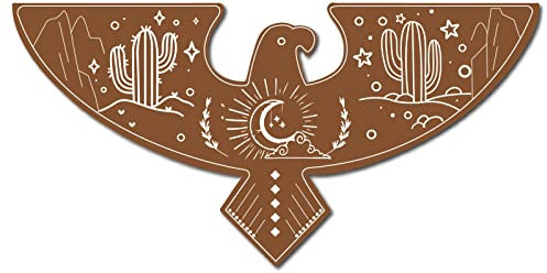 CREATCABIN Adler Holzschild Dekor Kaktus Tier Wandkunst Holzskulptur Hexe Dekoration Mit Haken Für Bauernhaus Home Office Wohnzimmer Einzugsgeschenk Weihnachtsdeko 30x15cm