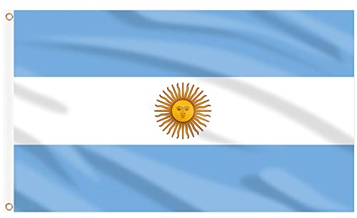 AhfuLife Bandera de Argentina 90cm x 150cm, 1 Pieza Bandera Argentinas con Agujeros de Latón en Ambos Lados, Decoración de 2025 Día Nacional Copa del Mundo Jardin Escuela Barra Fiesta
