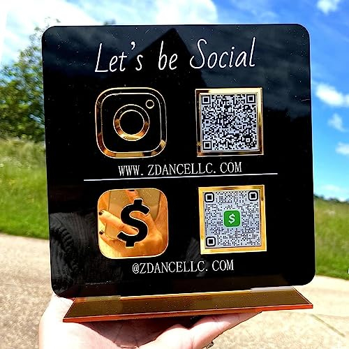 Personalisierbares Multi-Scial-Media-Schild, personalisierbar, QR-Code-Schilder für Geschäft, Scan, um Zahlungen zu bezahlen, Display-Halter, Acryl, Instagram, Venmo, Cashapp, Zelle-Logo, Ständer,