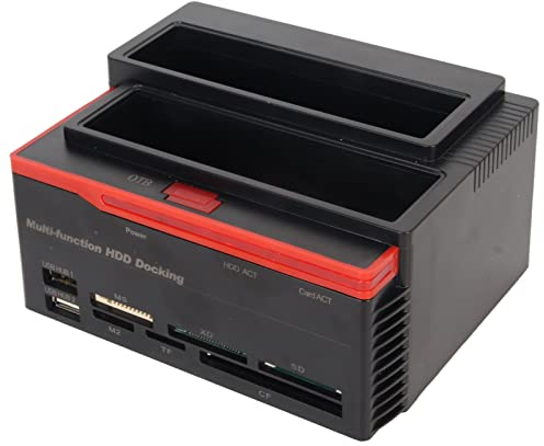 Bewinner Dual-Bay-HDD-Dockingstation für 2,5 Zoll, 3,5 Zoll HDD SSD IDE, USB 2.0 zu SATA Externe Festplatten-Dockingstation, Unterstützt Duplikator, Kloner-Funktion (EU-Stecker)