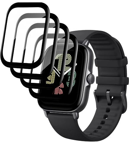 Fyqzio [4 Pièces Protection écran Compatible avec Amazfit GTS 3/4,Sans Bulles,Anti-Rayures,3D Couverture Complète,HD Film Protection Ecran pour Amazfit GTS 3/4