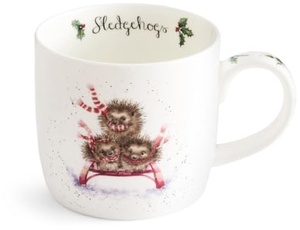 Royal Worcester Wrendale Deigns 0,3 Liter Weihnachtstasse Igel Becher Schlittengehugs