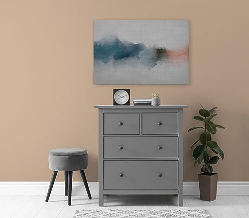 Leinwandbild Aquarell Abstrakt Kunst - Kunstdruck blau grau - 90x60 cm Querformat - Moderne Wanddekoration Schlafzimmer Wohnzimmer Küche - Bild auf Keilrahmen