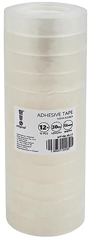 memobe Amex Klebeband - Transparente Allzweckband - Schule Büro Arbeit - Klebefilm beständig haltbar - klarer Tesafilm mit Akrylkleber - Mehrzweck Klebe Rollen - 12mm x 30m, 12 Stk.