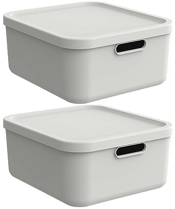 Rotho Albula light 2er-Set Aufbewahrungsbox 20l mit Deckel (Weiss)