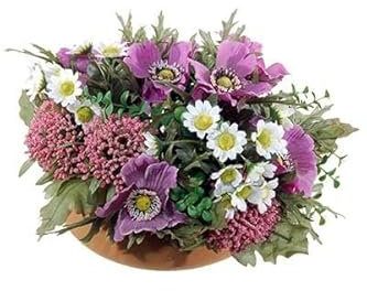 artplants.de Künstliches Blumengesteck Anemone, Astilbe IGNATIO auf Platte, violett-weiß, 17cm, Ø28cm - Deko Blumenarrangement