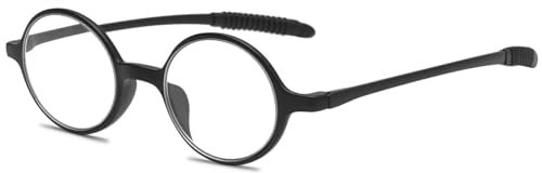 ABETOS Lesebrille Rund Klein Herren Damen Retro Lesebrillen TR90 Flexibel Leicht Vollrandbrille Mini Vintage Computer Sehhilfe Lesehilfe (Mattes Schwarz+1.25)