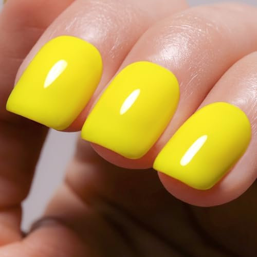Imtiti Lemon Yellow Gel Nail Polish, 15ml Neon Yellow Color Gel Polish Soak Off LED Nail Polish Gel Nail Art Design Manicure Salon DIY at Home 1Pcs