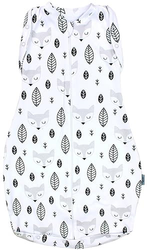 TupTam Baby Pucksack OEKO- TEX zertifizierte Materialien Swaddle Bag Wattiert Babyschlafsack 2.5 TOG unisex, Farbe: Unwattiert 0.5 TOG/Füchse Weiß Grau, Größe: 0-3 Monate