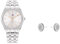 Tommy Hilfiger Analog Quarzuhr für Damen mit Silbernes Edelstahlarmband - 1782548 Jewelry Ohrstecker für Damen aus Edelstahl mit Kristallen - 2780565