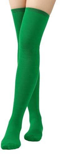 DAZZLUXE 1 par de calcetines por encima de la rodilla, medias elásticas en verde para mujer, adecuados para fiestas y uso diario