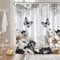 NYDSZNE Rideau de douche en tissu beige marron gris floral papillon rustique plante nature vintage décoration de salle de bain rideau en tissu avec crochets