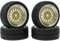 RC Auto Reifen und Räder Set,KINGCOO 4Stück 65mm Gummireifen Kunststoffbeschichtung Rad Felgen 12mm Hex für 1/10 RC On-Road Run-Flating Touring Racing Auto (Gold Silber)