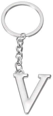 PATIKIL Silber Schlüsselanhänger Buchstabe V, Metall Buchstaben Anhänger mit Schlüsselringe, Anfangsbuchstaben Schlüssel Anhänger für Damen Herren Taschen Rucksack Autoschlüssel Dekoration
