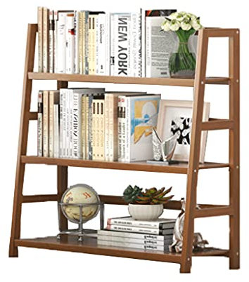 VUVCPOPB Bamboo Bookshelf 3-layer Ladder-shaped Bookcase Modern Household Display Shelves Suitable for Photo Frames, Book Placement